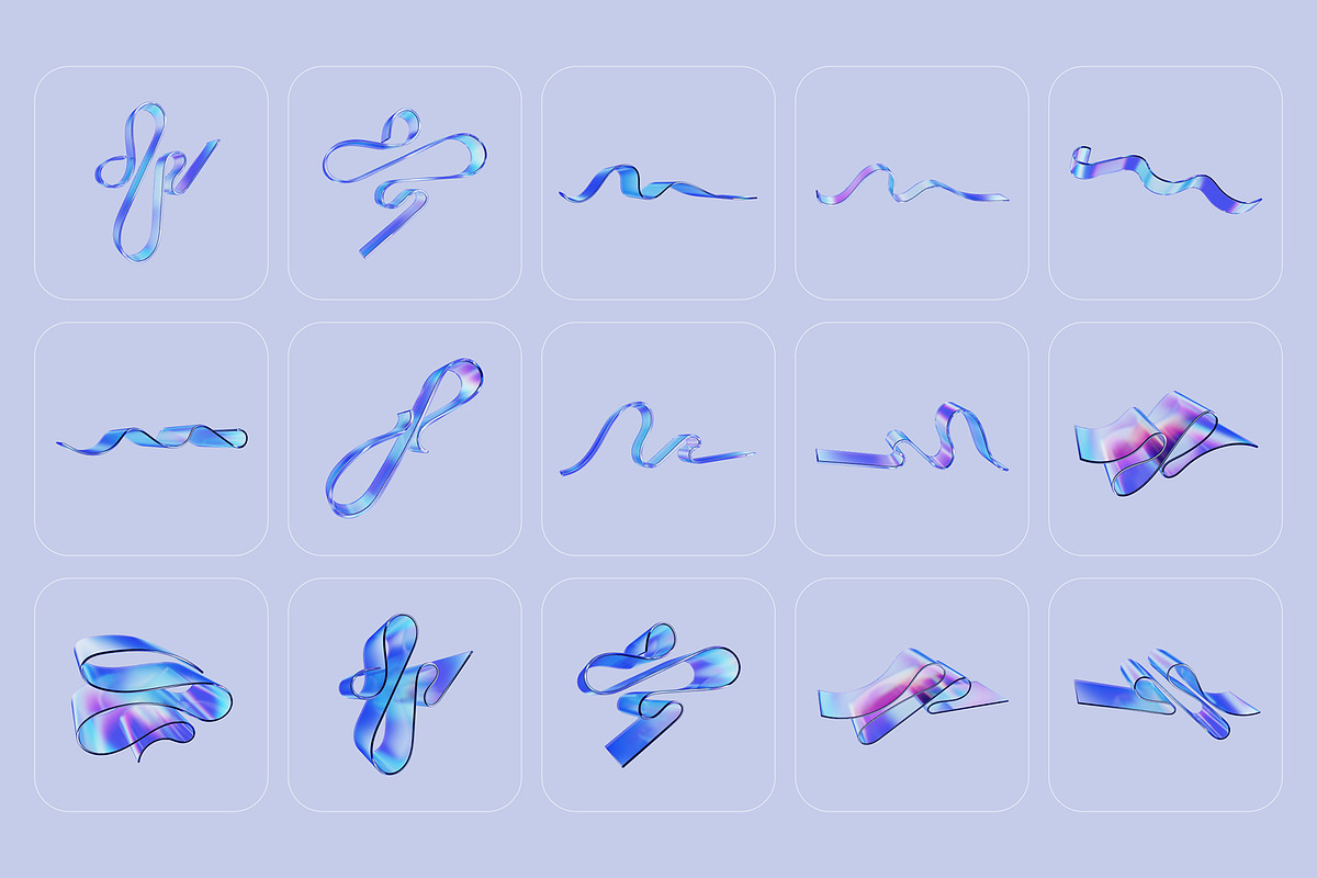 3D Glass Waves - 93 illustrations, an Object Graphic by assetpro.design (Photo 12 of 15)