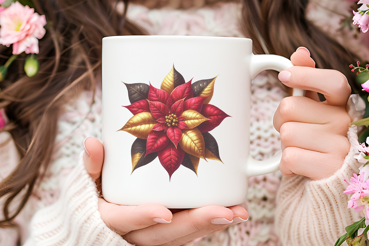 Festive Poinsettia Flower Clipart Bu, an Illustration by RobertsArt (Photo 7 of 7)