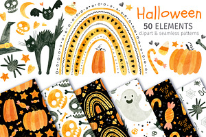 Orange Halloween Clipart & Patterns
