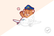 Brown Bear Pilot Riding Plane Icon, an Animal Illustration by tkzgraphic (Thumbnail 3 of 3)