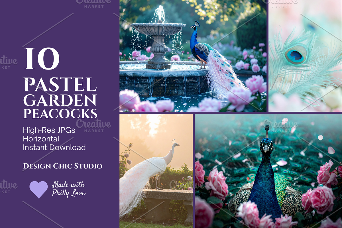 Pastel Garden Peacocks, a Photo by Design Chic Studio (Photo 1 of 4)