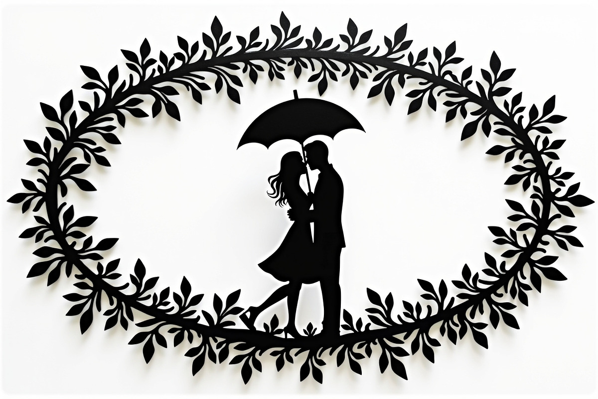 Romantic Couple Holding Umbrella, an Illustration by Amazin_art (Photo 16 of 21)