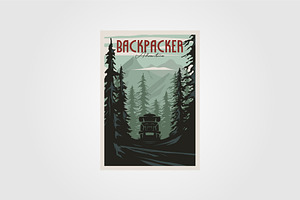 Backpack Adventure Poster Vintage