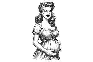 Pregnant Woman In Dress Sketch