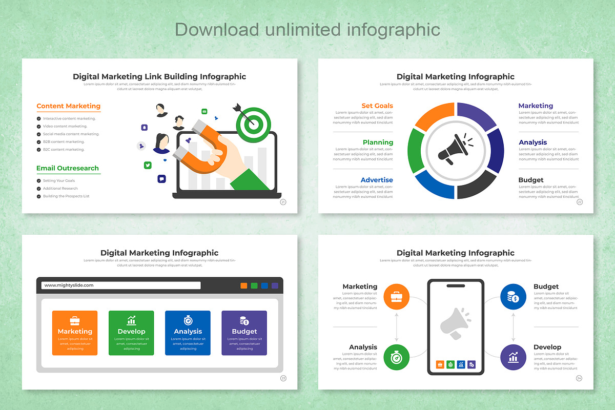 Digital Marketing Infographic, a Presentation Template by Mighty-Slide (Photo 7 of 8)