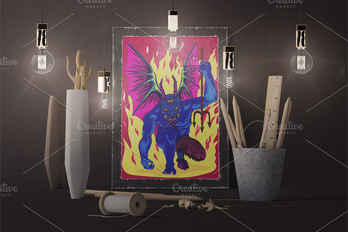 Vintage Cartoon Devil. Art., a Decorative Illustration by KENO Mascots (Photo 3 of 6)