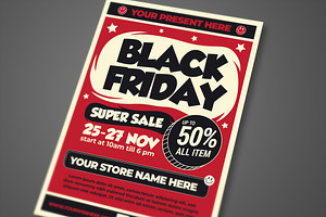 Retro Bold Black Friday Flyer, a Flyer Template by megarez