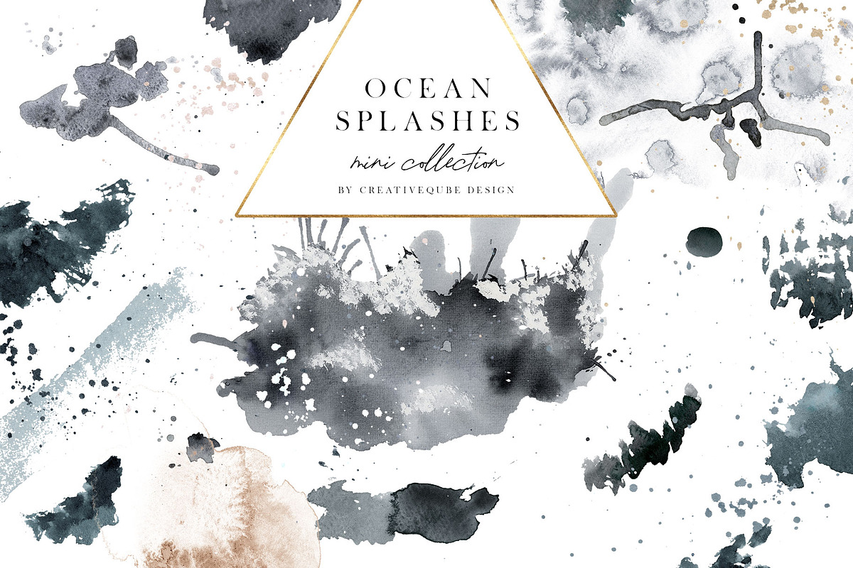 Ocean Splashes Watercolor, a Texture Illustration by Creativeqube Design