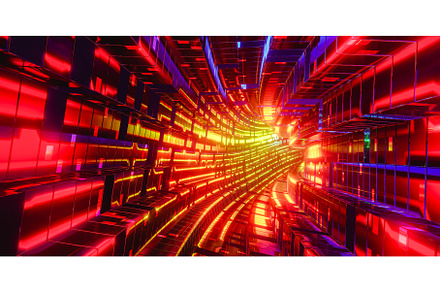 3d render of futuristic tunnel with, a Textures & Material 3D Model by Daniel Megias