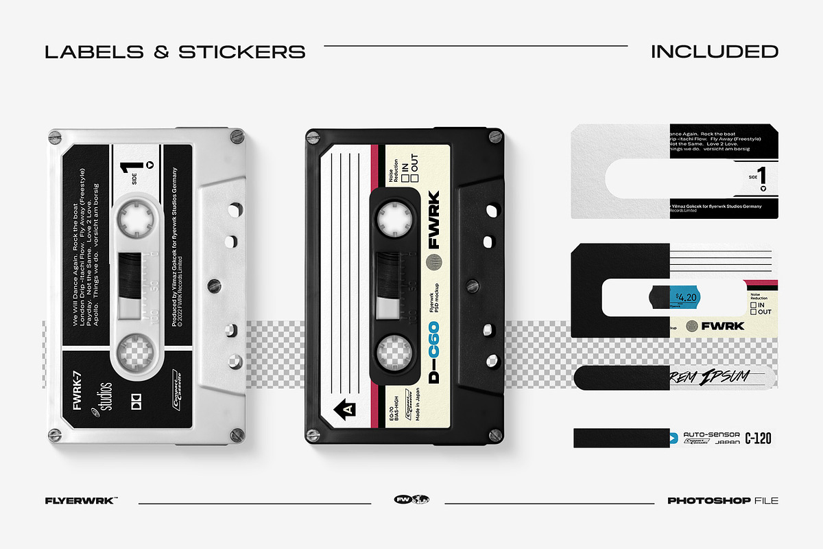Cassette Mockup Bundle, a Product Mockup by FLYERWRK (Photo 12 of 16)