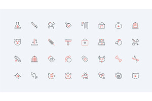 Veterinary pet care home line icons, an Object Illustration by Lemberg Vector