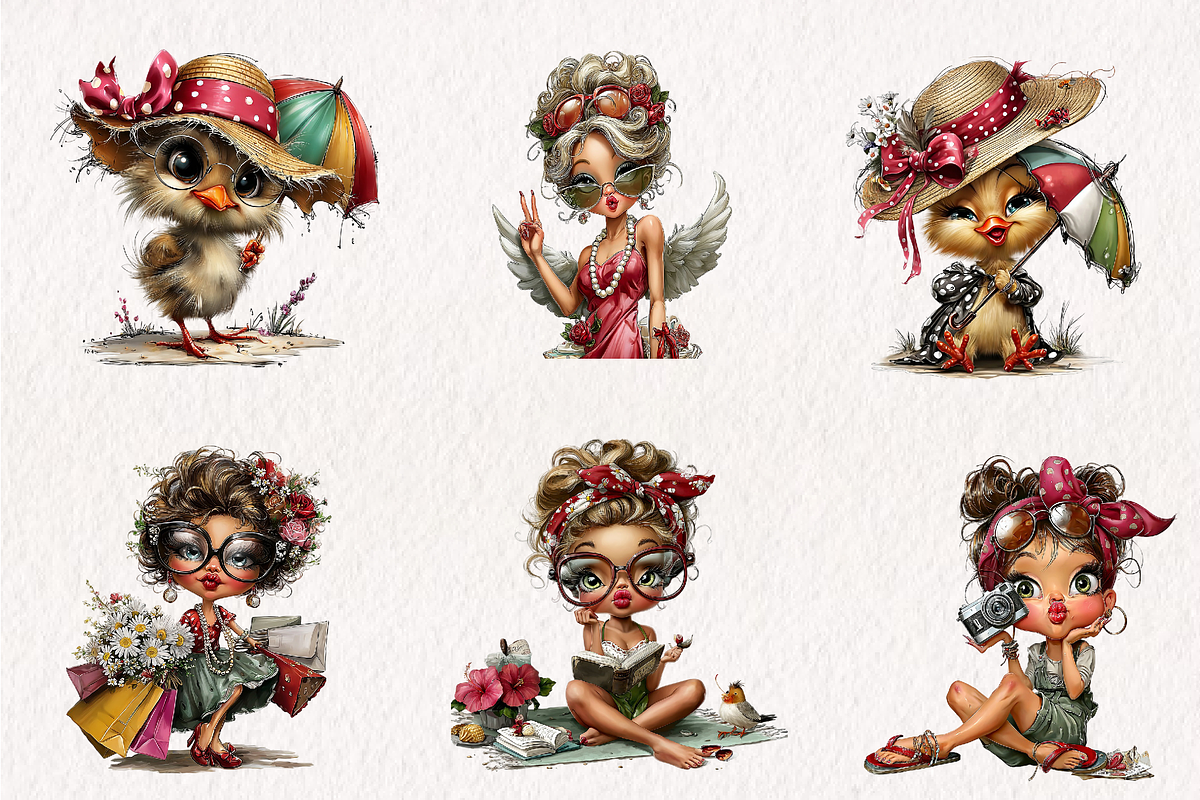 Funny Summer Chick Clipart, an Illustration by CreationArt (Photo 3 of 7)