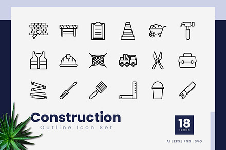 Construction Outline Icons, an Outline Icon by Zeer Graphic
