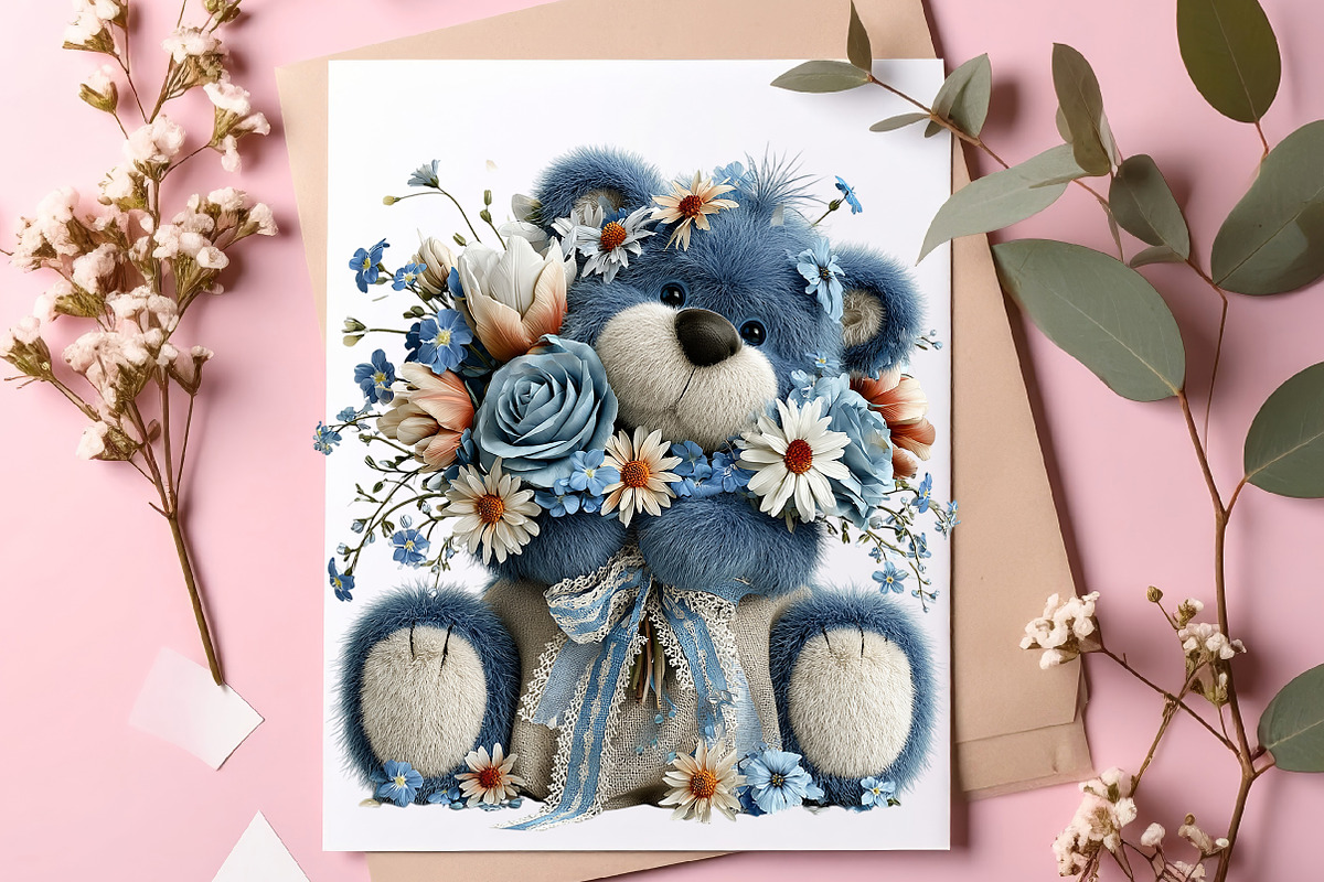 Whimsical Blue Teddy Bear Clipart, a Transportation Illustration by SinaCreation (Photo 6 of 9)