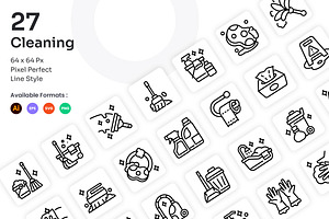 Cleaning Icons Set - Line, an Outline Icon by Kmg Design