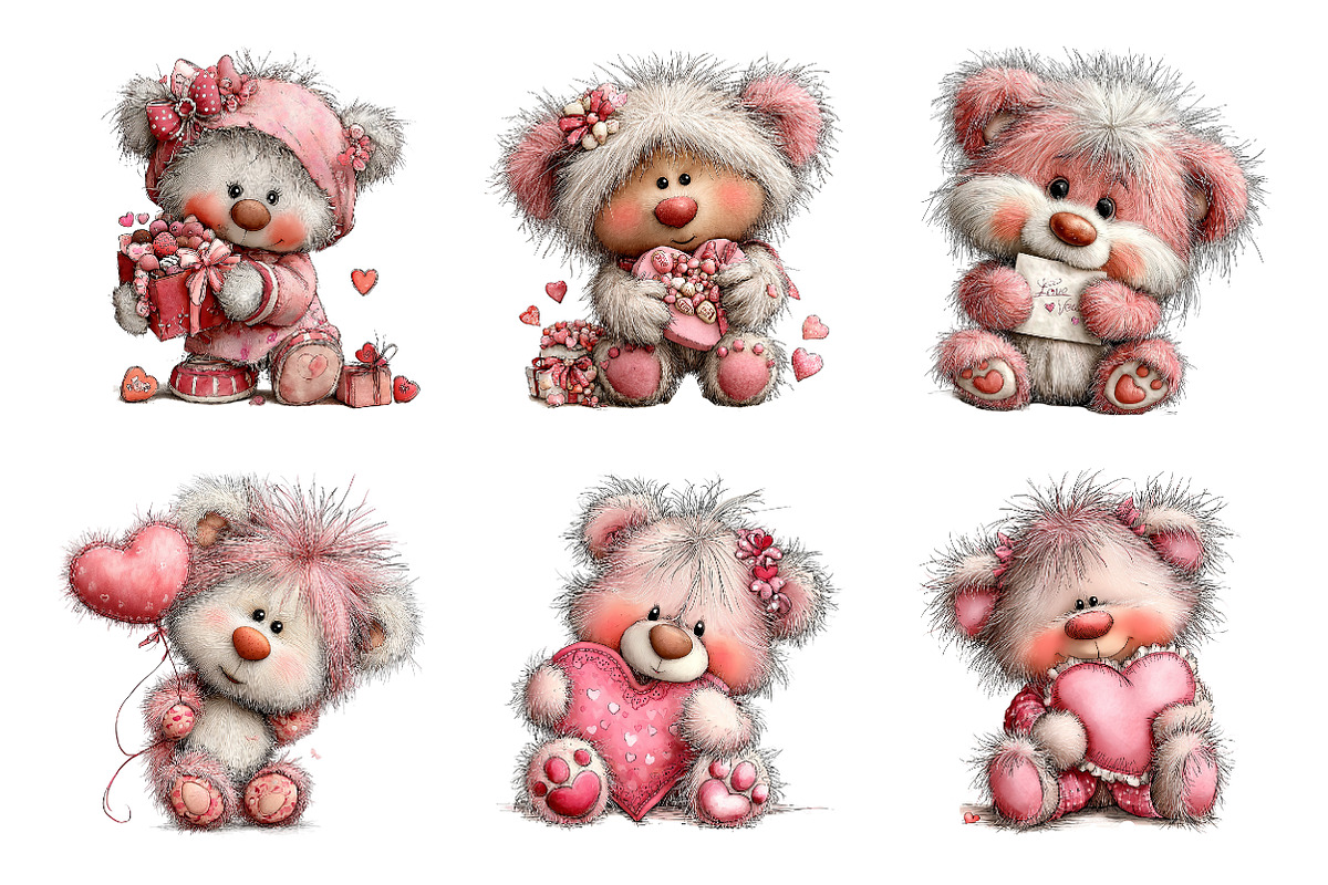 Teddy bear valentines day clipart, an Illustration by SinaCreation (Photo 9 of 11)