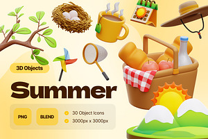 3D Summer Illustrations, an Environmental 3D Model by Rakata Studio