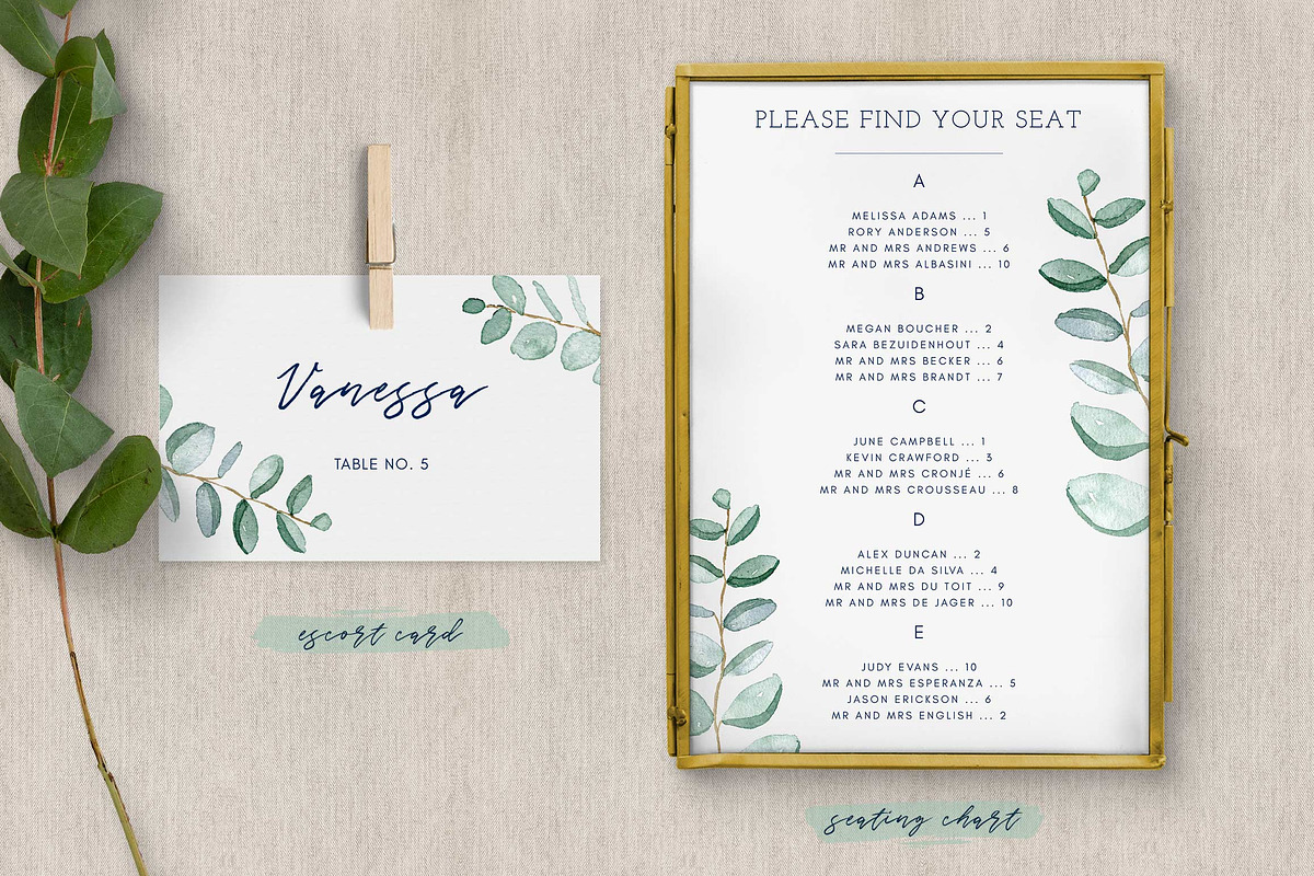 Eucalyptus Wedding Invitation Suite, an Invitation Template by ClementineCreative (Photo 5 of 10)