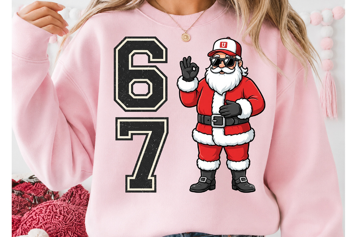 Six seven Santa Christmas PNG, a Seasonal Illustration by DreamCafeArt (Photo 2 of 7)