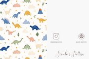 Cute Pastel Dinosaur Seamless Patter, a Pattern Graphic by Pati Charm Studio (Thumbnail 5 of 8)