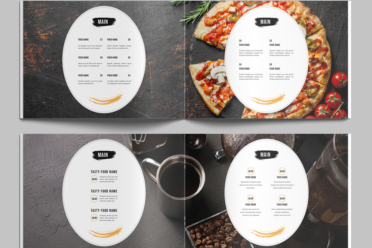 Food Menu Template Landscape, a Stationery Template by MightyDesign (Photo 3 of 7)