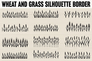 Wheat and grass silhouette border, an Illustration by Designer_Momina
