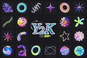 Y2K 3D Aesthetic Shapes Collection