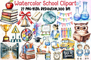 Watercolor School Clipart, an Illustration by Sublimation Artist (Thumbnail 1 of 6)