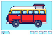 Classic Camper Van Minibus Cartoon, a Transportation Illustration by Artstorystudio (Thumbnail 1 of 3)