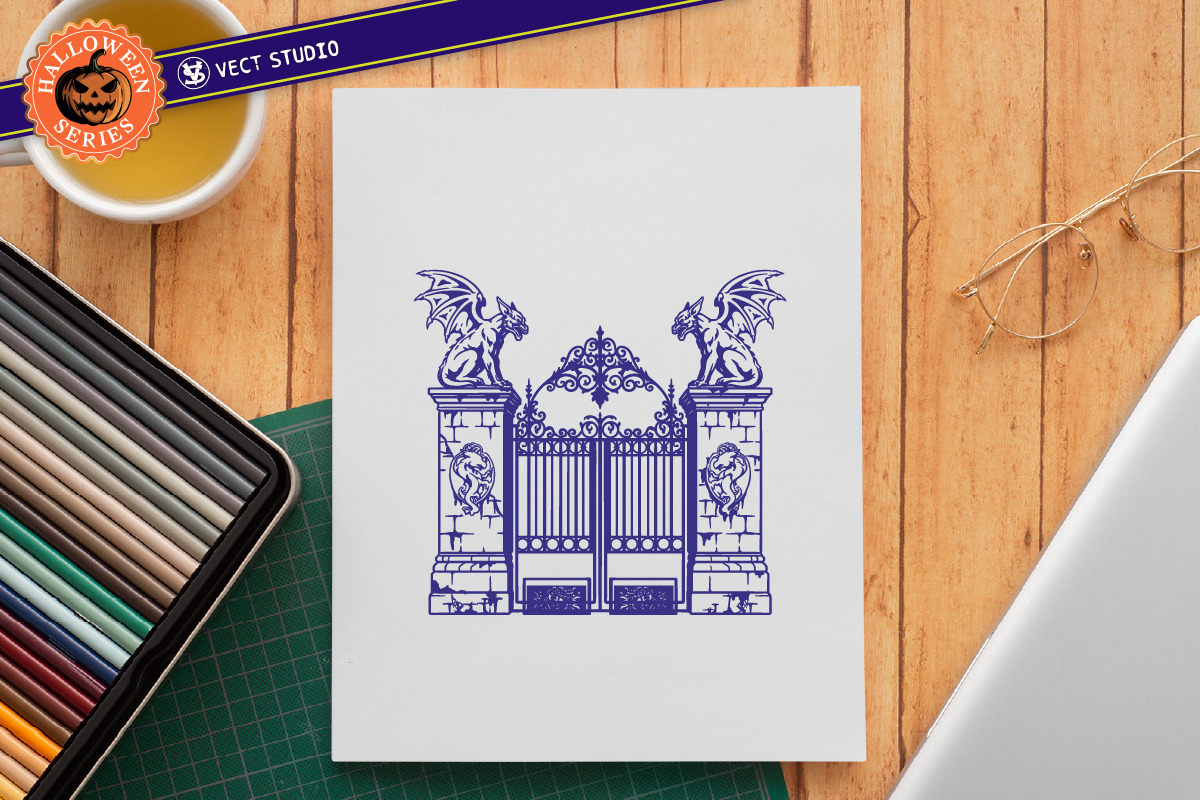 9 Creepy Gate Halloween StampBrushes, a Brush Add-On by vectstudio (Photo 6 of 10)