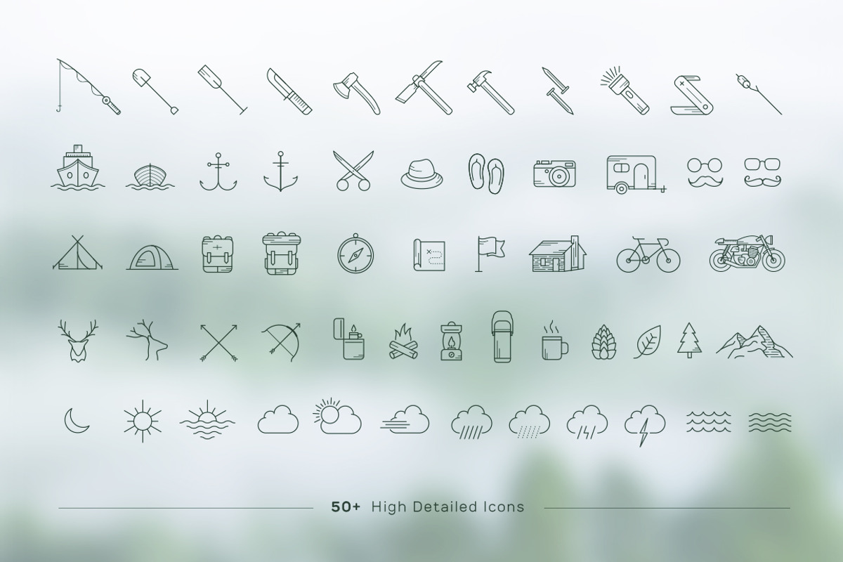 Adventure Icons + Vintage Logo Pack, a Graphic by Wandery Supply (Photo 2 of 6)