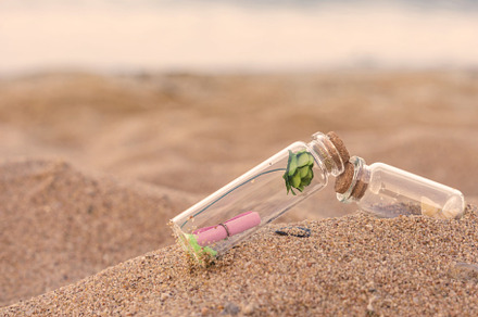 Message or letter in bottle on the tropical beach, a Nature Photo by Casanowe-studio