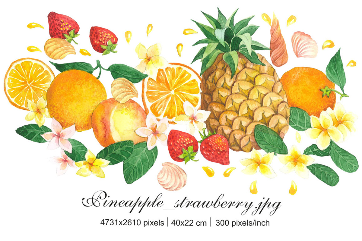 Fruits & Flowers Set, an Illustration by Marina.Markizova (Photo 3 of 5)