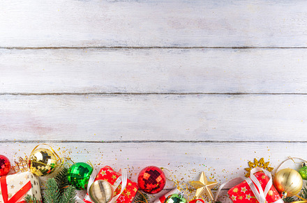 Christmas and New Year gift boxes background, a Holiday Photo by Rimma