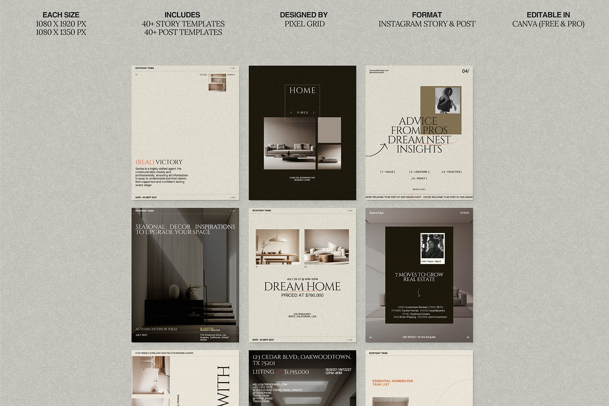 Elegant Real Estate Instagram Kit, a Social Media Template by Pixel Grid (Photo 1 of 10)