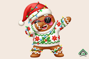 Christmas Gingerbread Dabbing, an Illustration by Craft Nest