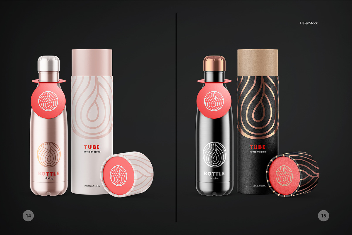 Thermos Bottle with Tube Mockup Set, a Packaging Mockup by HelenStock (Photo 16 of 20)
