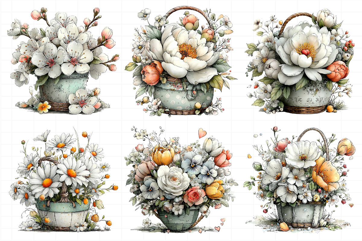 Spring Flower Basket Clipart, an Illustration by Daily.Designs (Photo 6 of 8)