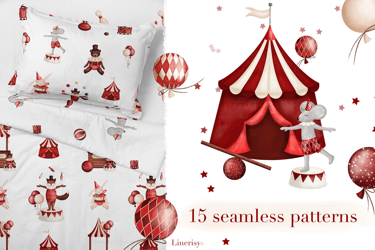 Circus- baby graphic collection, an Animal Illustration by Linerisyart (Photo 4 of 14)
