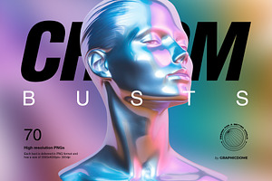 70 PNG Busts - Iridescent & Glossy