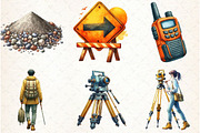 Watercolor Construction Clipart, an Illustration by Libby Wishes (Thumbnail 4 of 7)