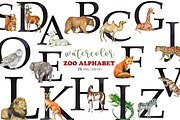 Watercolor Zoo Animal Alphabet PNG, an Animal Illustration by PatternPalette (Thumbnail 1 of 3)