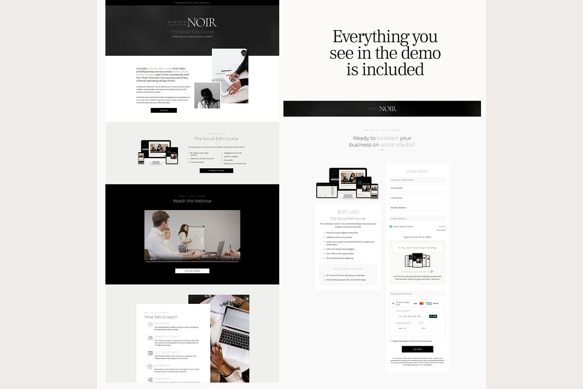 Systeme.io Simply Noir Funnel, a Landing Page Template by Hayley's Digital Hub (Photo 6 of 10)