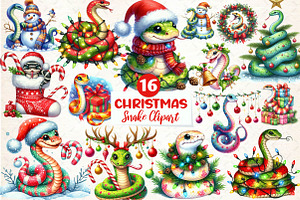 Christmas Snake Clipart Sublimation