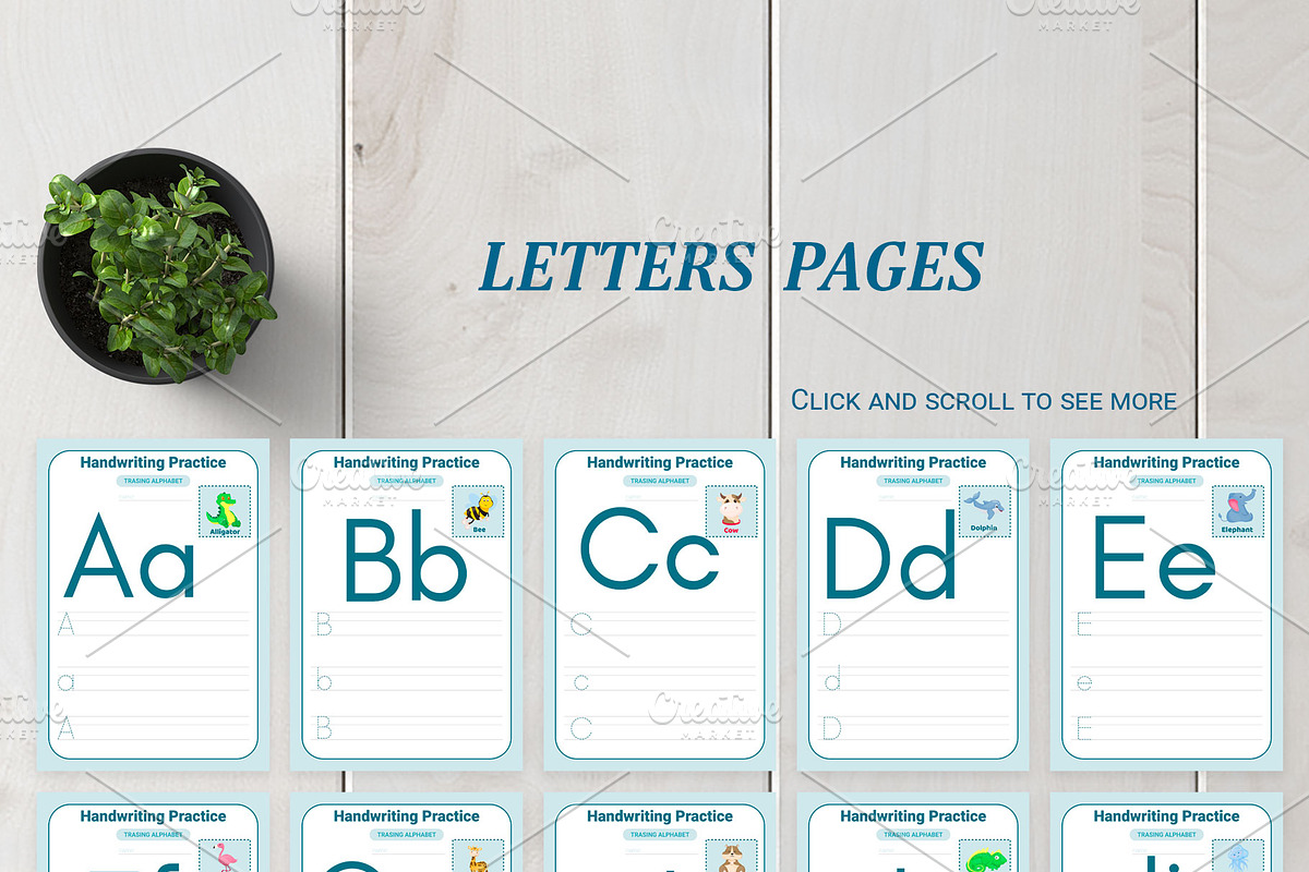 Letter tracing worksheets, an Animal Illustration by Iryna Danyliuk (Photo 7 of 7)