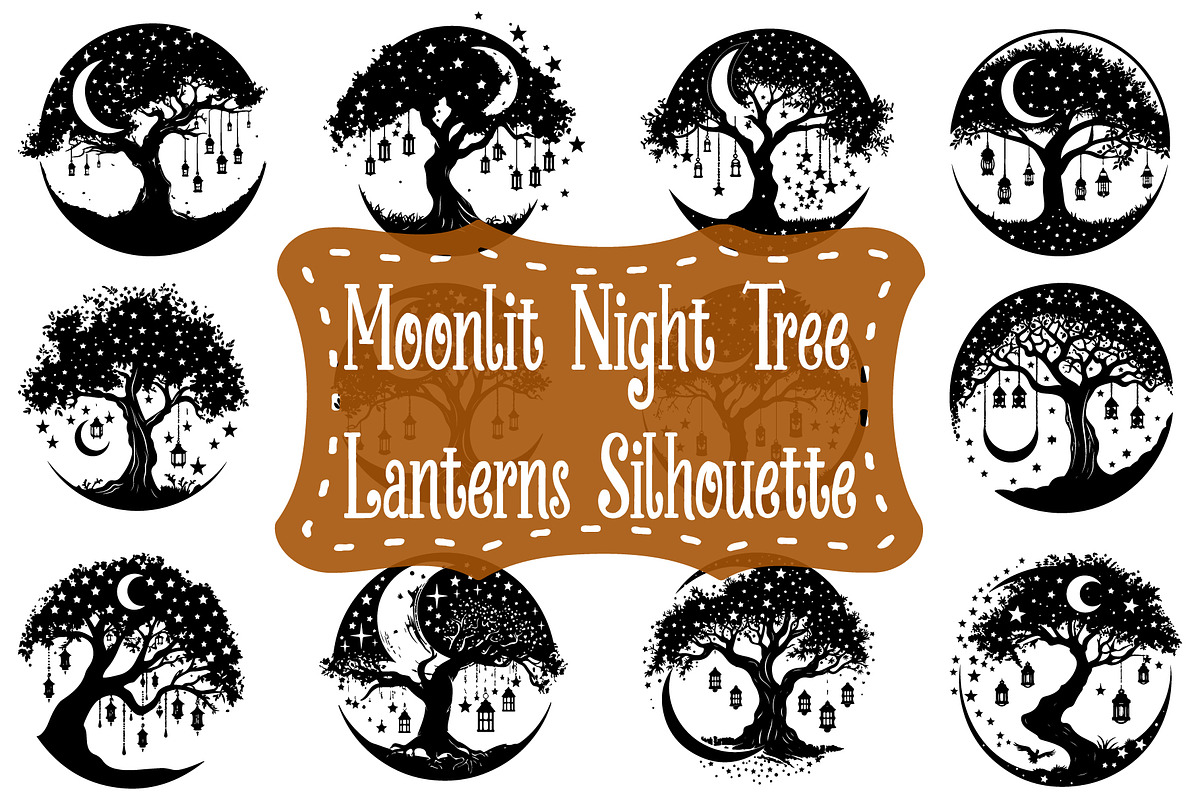 Celestial Dream Tree Silhouette, an Illustration by Gfx_Store