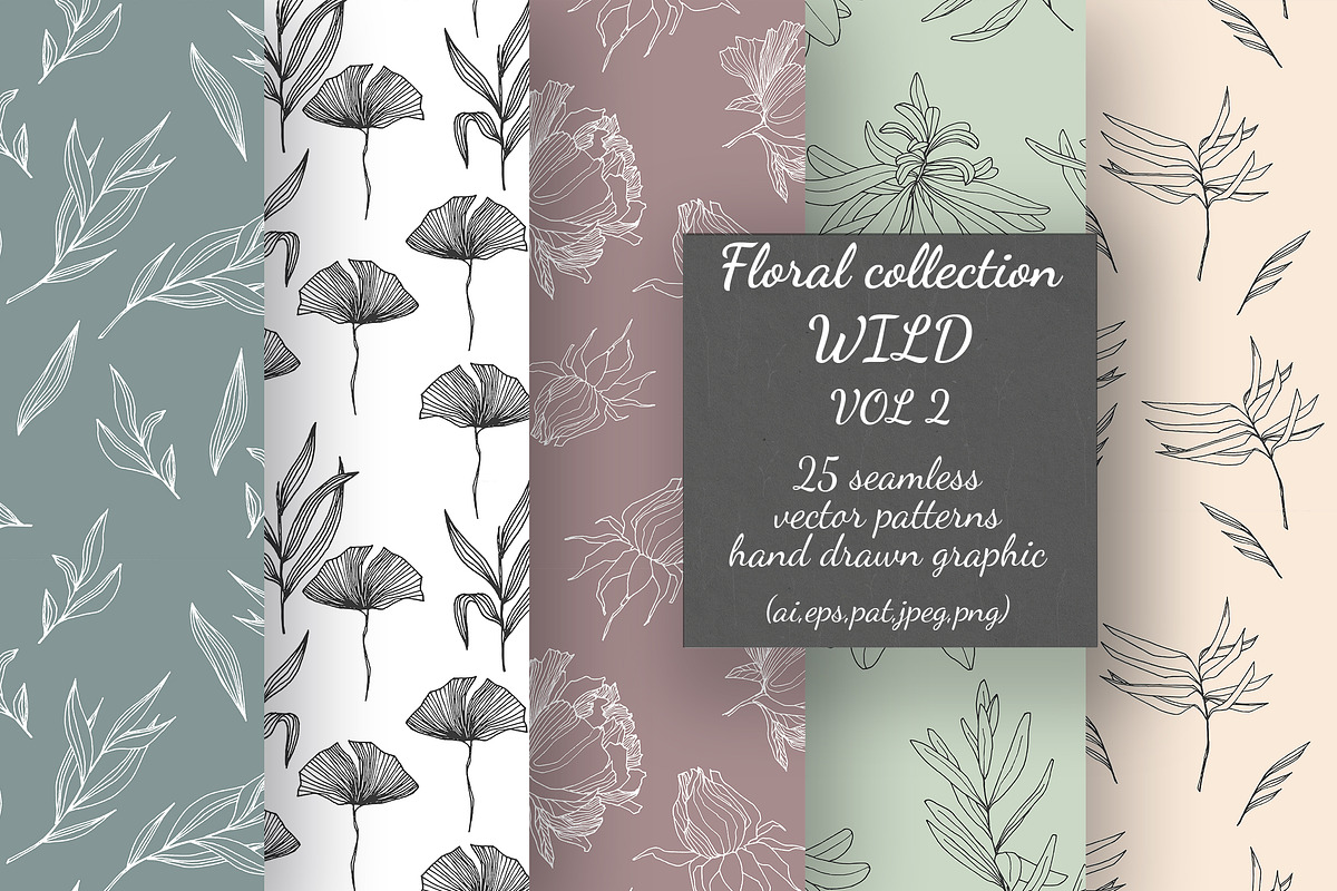 Wild flower patterns VOL 2, a Pattern Graphic by CARROTDESIGN (Photo 1 of 5)