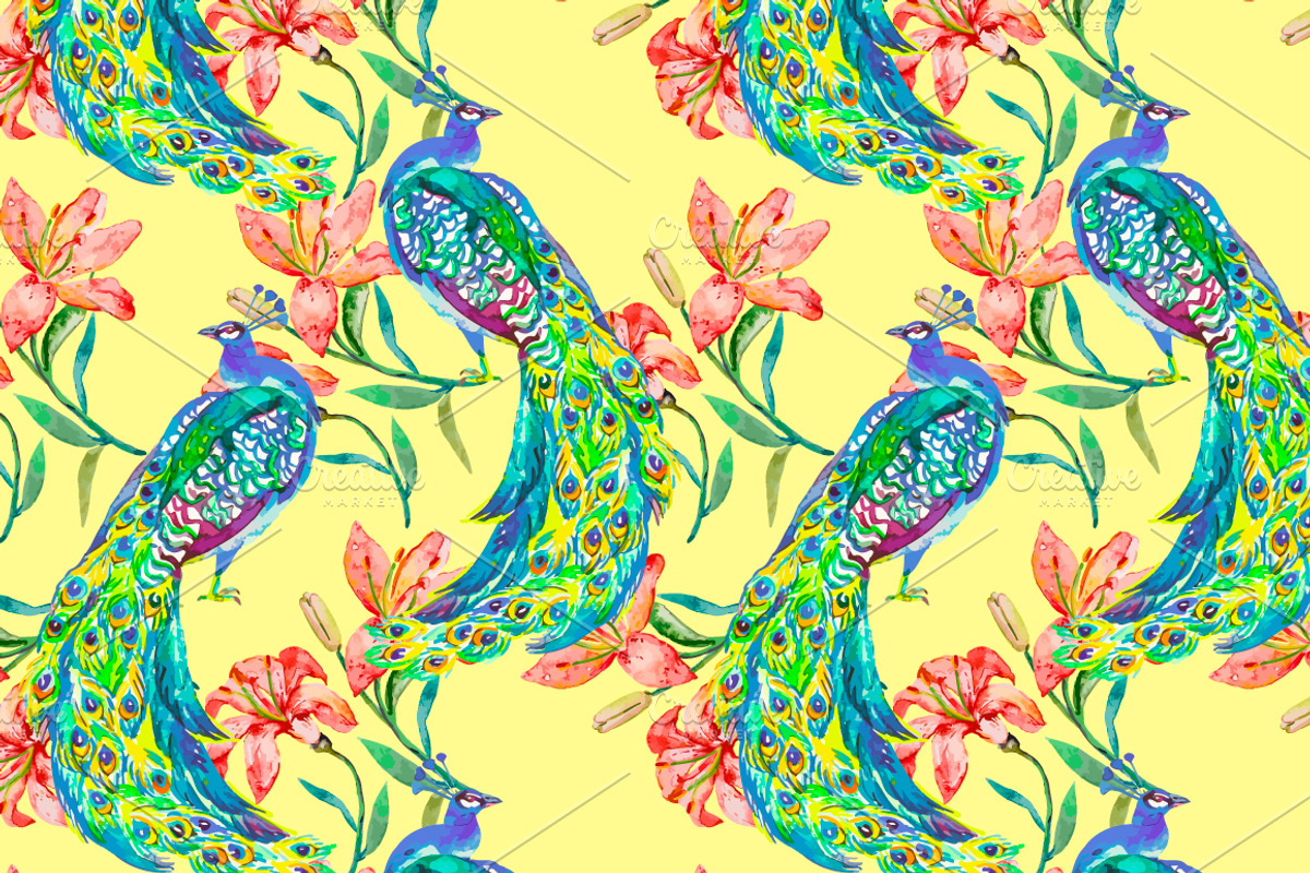 Watercolor tropical pattern, a Pattern Graphic by Elizaveta (Photo 5 of 5)