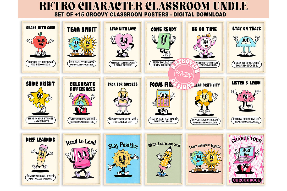 Classroom Posters Mega Bundle Prints, a Graphic by RETROVIBZDESIGNS (Photo 1 of 7)