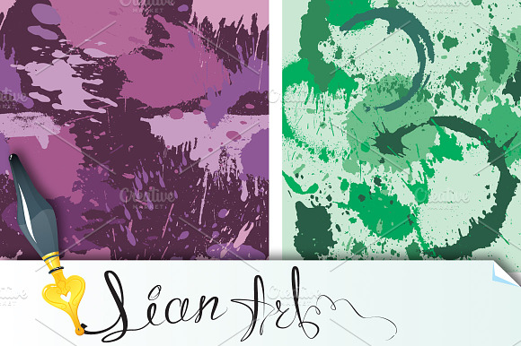 Set of 8 seamless pattern with blots preview 4